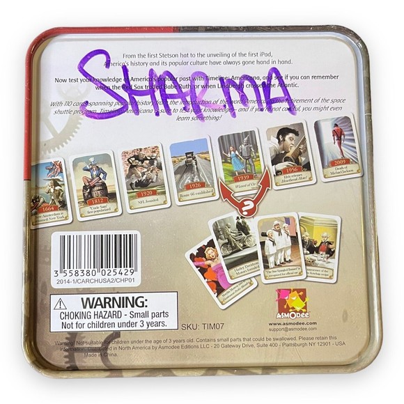 Timeline Americana Trivia Card Game Asmodee NEW SEALED in Tin Box 2014 110 Cards - Picture 2 of 4